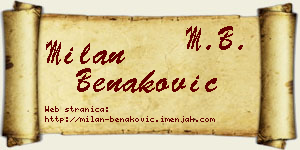 Milan Benaković vizit kartica